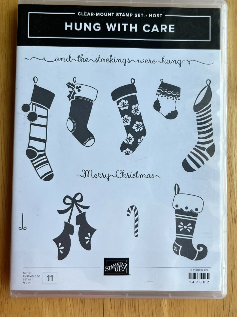 Stampin' UP! Hung With Care Stamp Set Stockings Merry Christmas candy cane